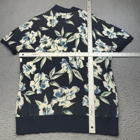 J Crew Sweater Mens Extra Large Cashmere Floral Johnny Collar Short Sleeve - Picture 9 of 10